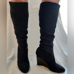 Charles David, black suede knee high boot, size 7.